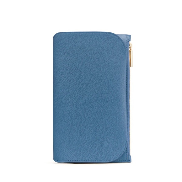 Like NEW Cuyana System Phone Wallet + Strap in Sky Blue Pebbled Leather - Picture 3 of 11